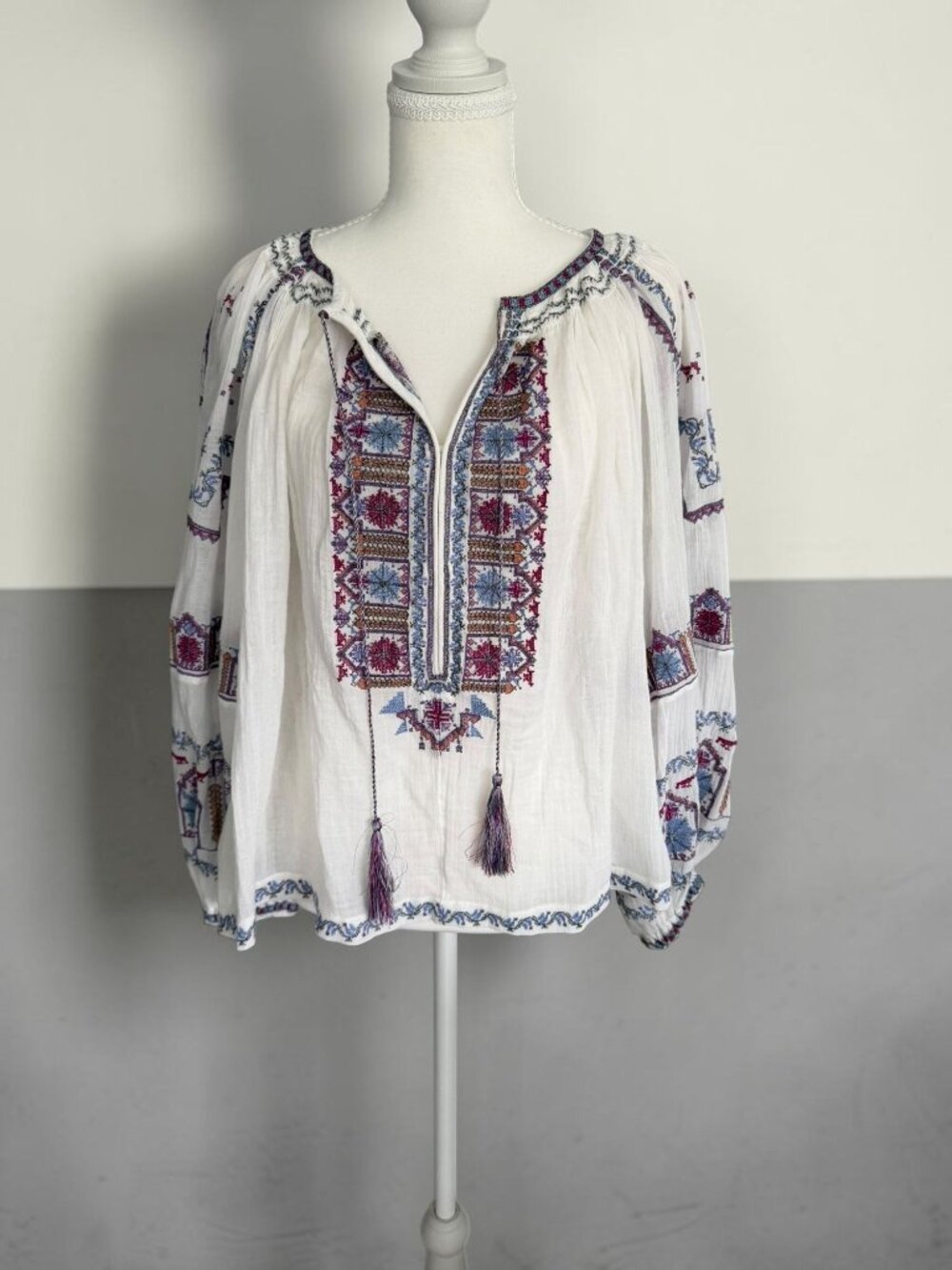 ISABEL MARANT Clive Embroidered Peasant Top Sz 3 6 / US 4 NEW NWT